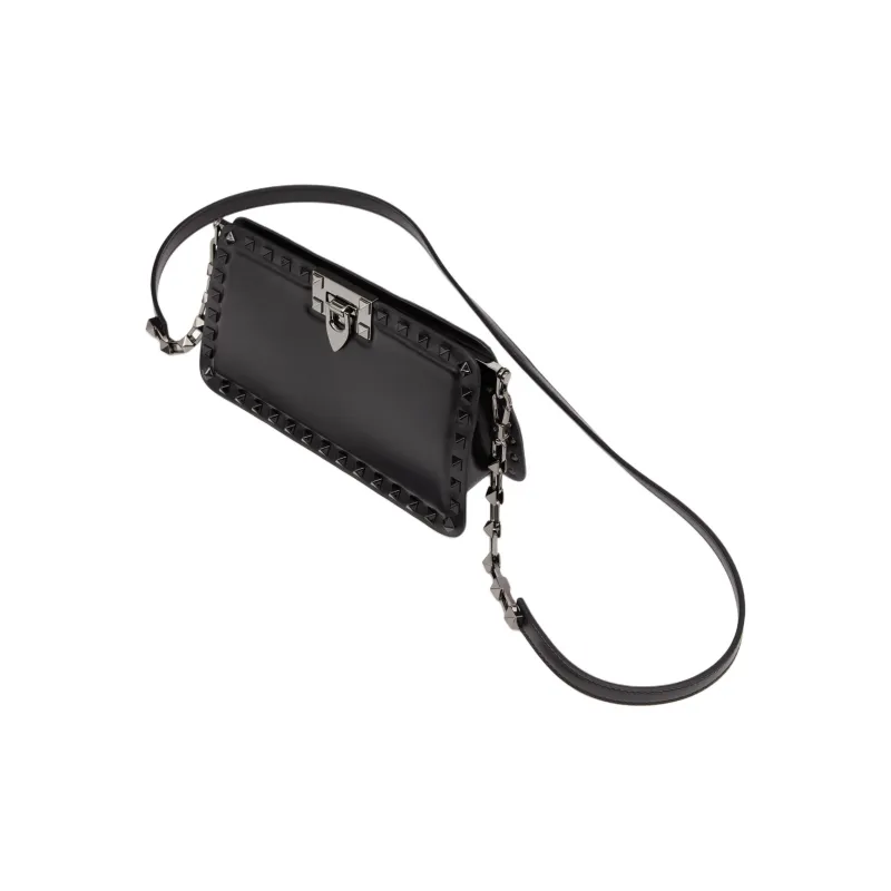 Valentino ROCKSTUD Calfskin Clutch Women's Black-4