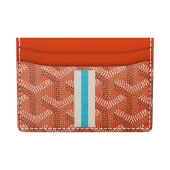 GOYARD Saint-Sulpice Canvas With Leather Card Clip Card Holder Unisex Orange/White/Blue White Striped