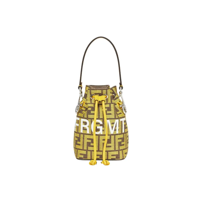 FENDI FRGMT Junya Ito Collaboration Mon Tresor Cotton Bucket Bags Shoulder Bag Crossbody Bag Women's Yellow-0
