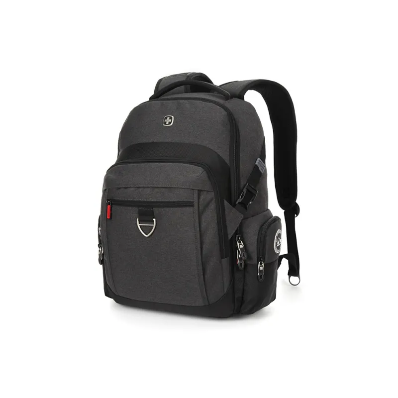 SUISSEWIN Polyester Large Capacity Student Backpack Regular Unisex Black/Gray-5