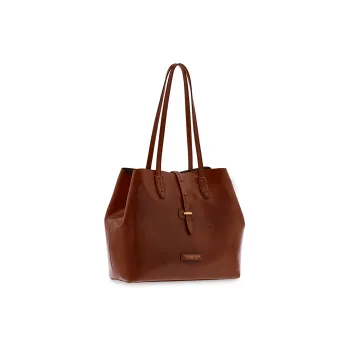 THE BRIDGE Leather Tote Bag Shopping Bag Handbag Shoulder Bag Women's Brown