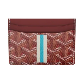 GOYARD Saint-Sulpice Canvas With Leather Card Clip Card Holder Unisex Red/White/Blue Striped