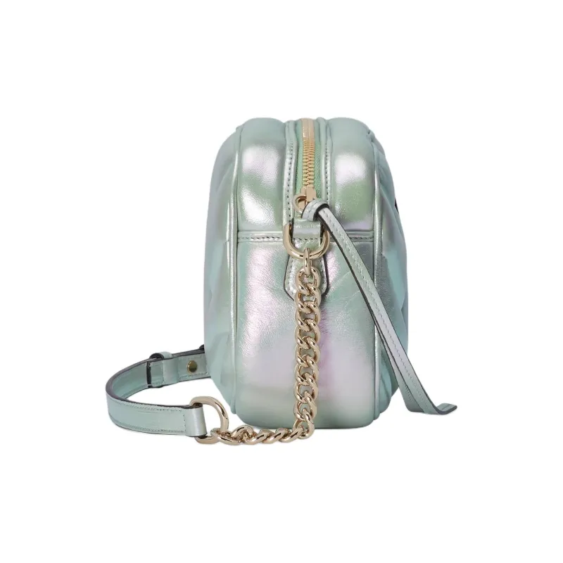 GUCCI GG Marmont Leather Crossbody Bag, Shoulder Bag Women's Green Rainbow-2