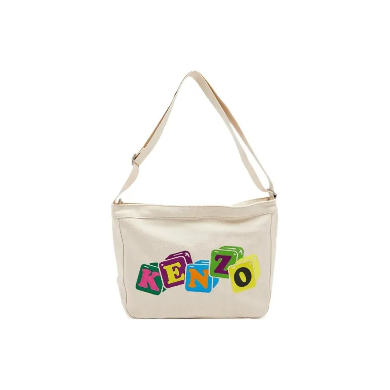 KENZO 100% Cotton Crossbody Bag Shoulder Bag Men's White-3