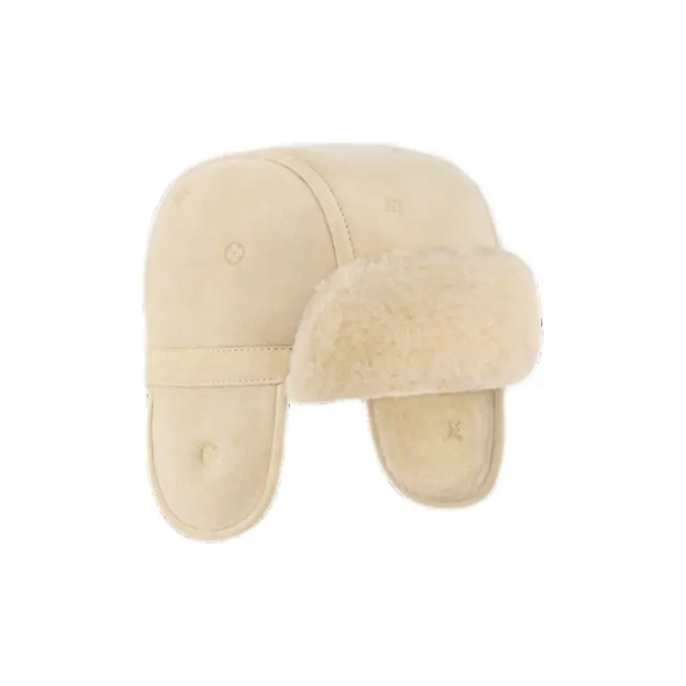 LOUIS VUITTON Wool Leather Trapper Hats Kids' Beige-2