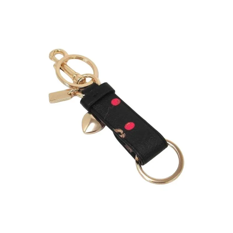 COACH Leather Heart Bag Accessory Women's Black Gold-4