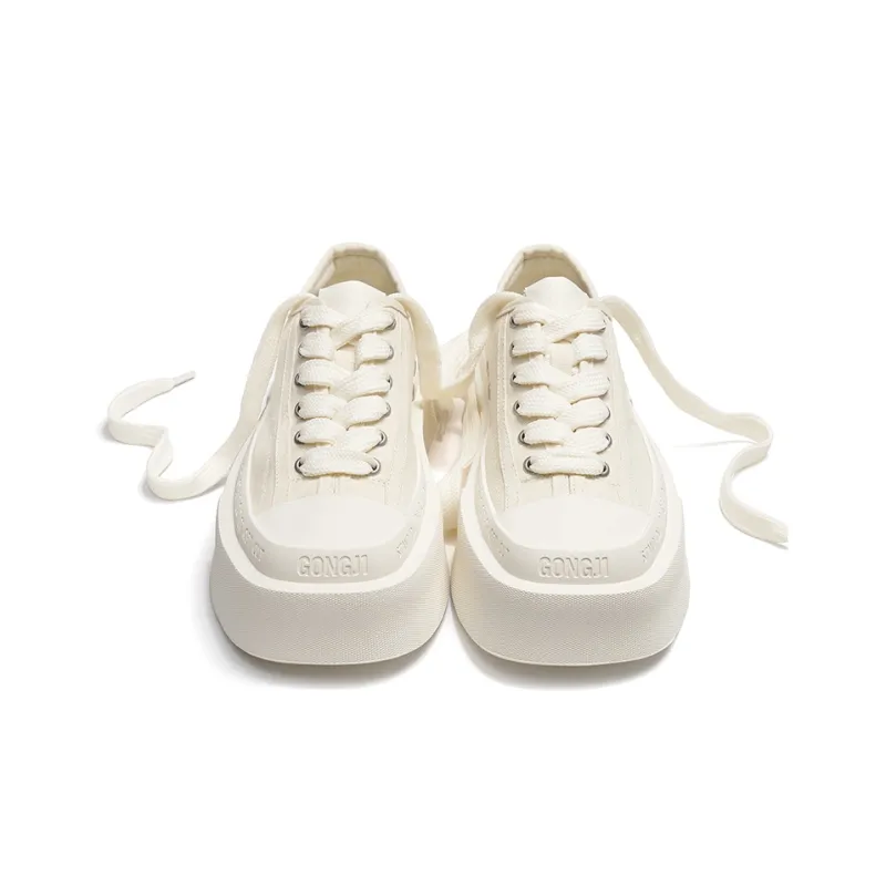 GONGJI Square Inch Of Ground Slip Resistant, Abrasion Resistant, Breathable Low Top Casual Shoes Unisex White-2