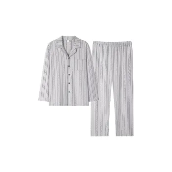 Sha Qian Pajama Set Spring And Autumn Season Men's Light Gray