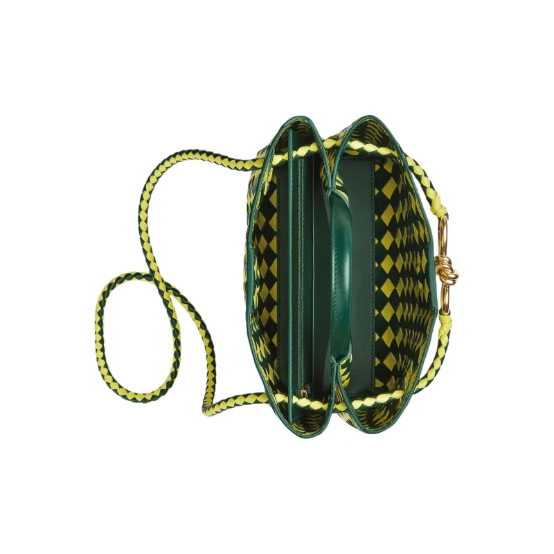 Bottega Veneta Andiamo Series Cow Leather Shoulder Bag Crossbody Bag Handbag Small Size Women's Emerald & Jelly Yellow-3
