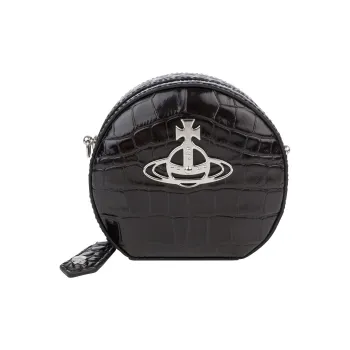 Vivienne Westwood Crocodile Embossed Leather Shoulder Bag, Crossbody Bag Mini Women's Black