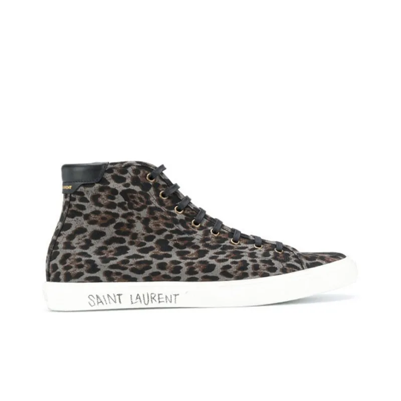 SAINT LAURENT High Top Stylish Skateboarding Shoes Men's Leopard Print-1
