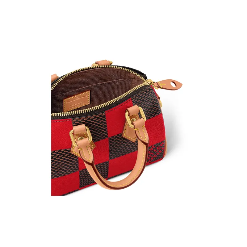 LOUIS VUITTON Nano Speedy Bandoulière Damier Pop Red-4