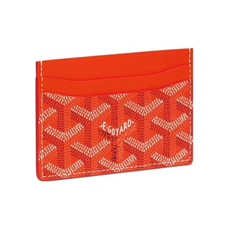 GOYARD Saint-Sulpice Canvas With Leather Card Clip Card Holder Unisex Orange/White/Blue White Striped-1