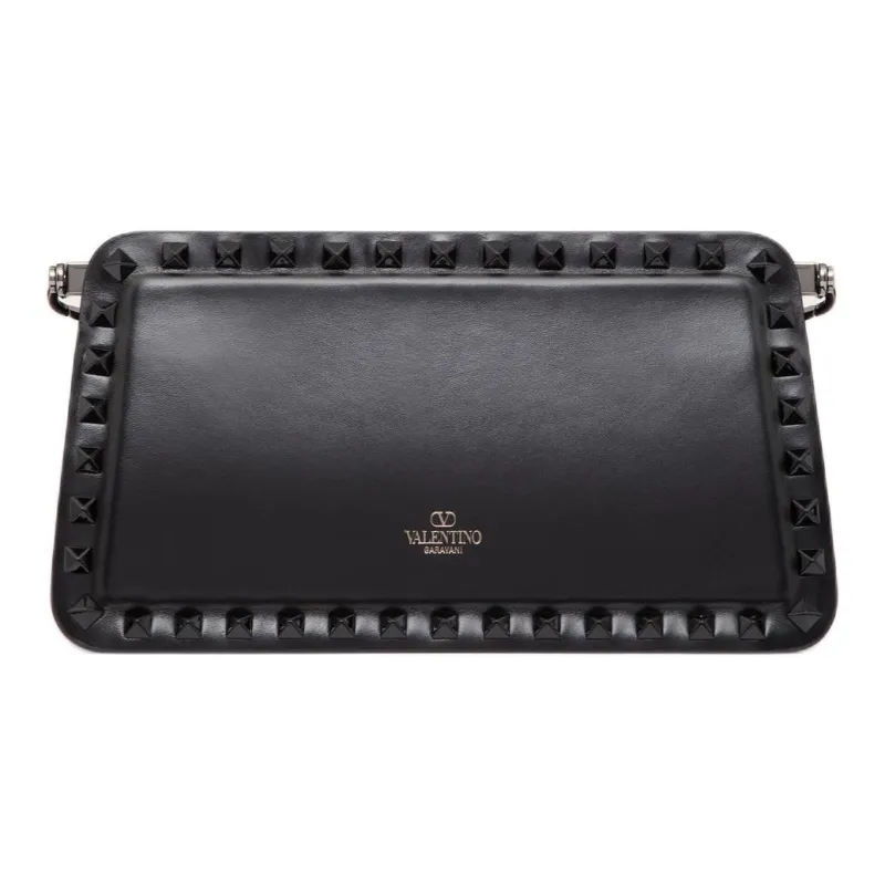 Valentino ROCKSTUD Calfskin Clutch Women's Black-3