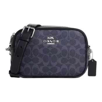COACH Jamie Canvas With Leather Camera Bag Shoulder Bag Crossbody Bag Medium Size Women's Denim & Midnight Marine Blue