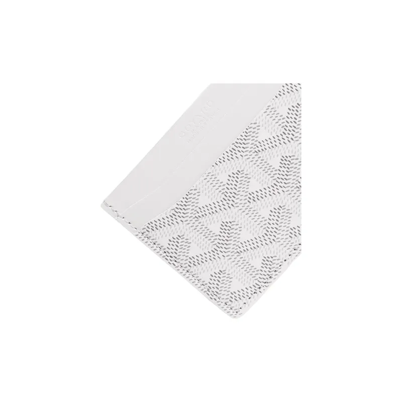 GOYARD Saint-Sulpice Canvas With Leather Card Clip Card Holder Unisex White/White/Blue White Stripe-3