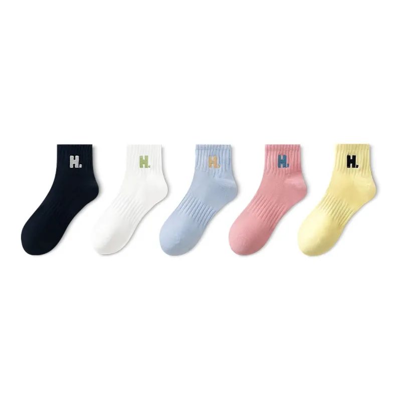 LUOLIAN Mid Calf Socks Women's 5 Pack-1