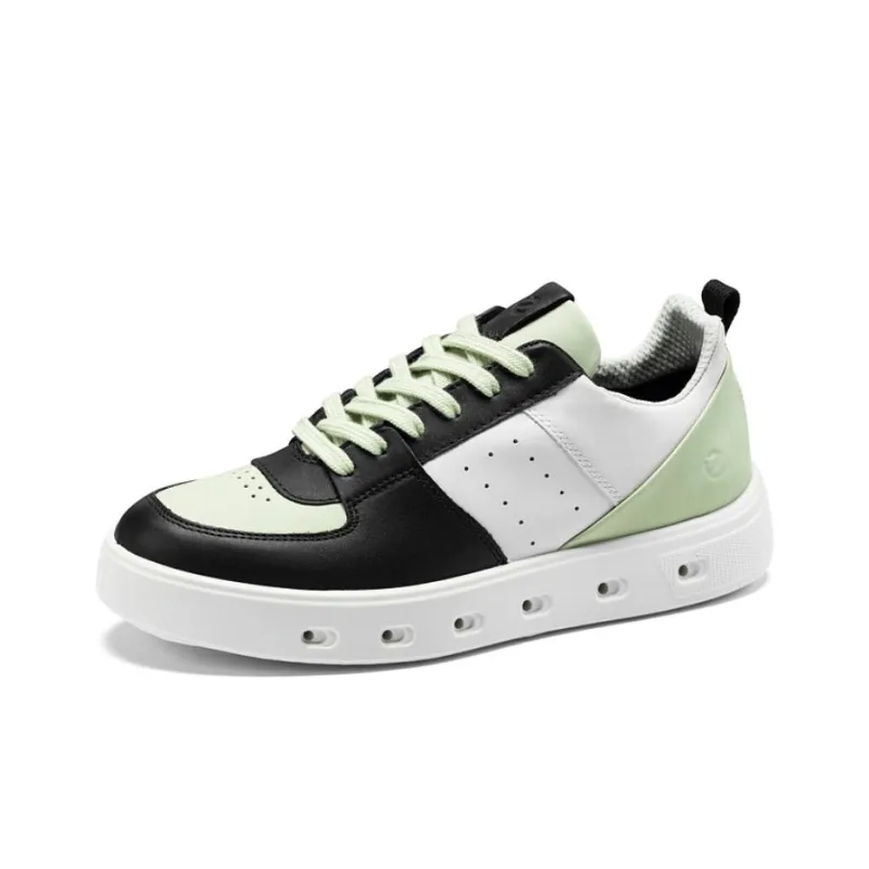 Ecco Low Top Skateboard Shoes Women's Black Green White-0