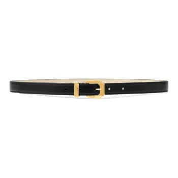 VERSACE Medusa Logo Letter Emblem Pin Buckle Leather Belts Women's Black 2CM