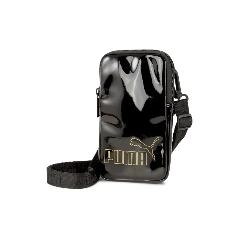 PUMA Patent Leather Cell Phone Pouch Crossbody Bag Shoulder Bag Women's Black-2