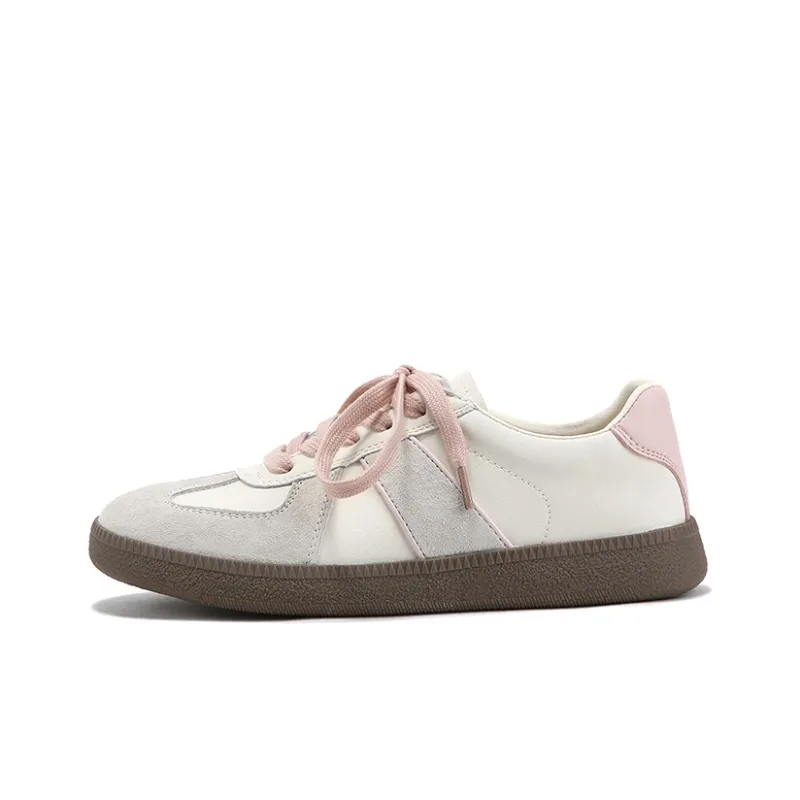 BELLALILY German Army Trainers Lightweight And Breathable Low Top Skateboard Shoes 2.5cm Women's Pink-0