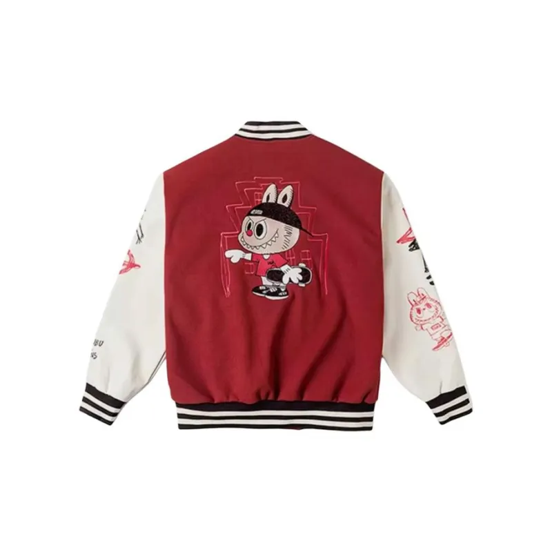 Vans x THE MONSTERS Baseball Jacket Unisex Red Brown-1