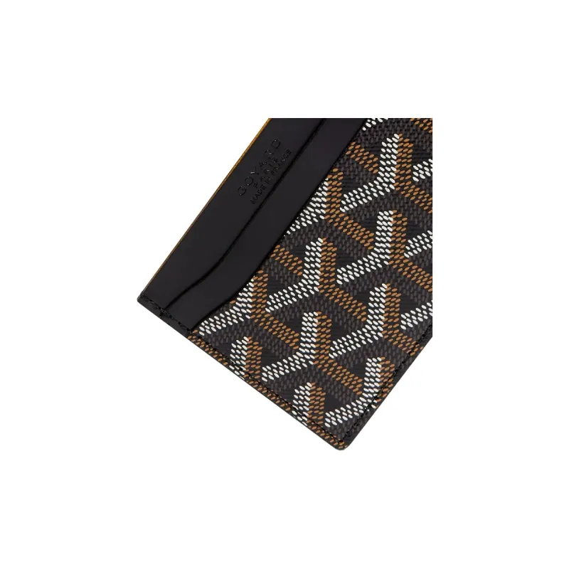 GOYARD Saint-Sulpice Canvas With Leather Card Clip Card Holder Unisex Black/White/Blue White Stripe-3