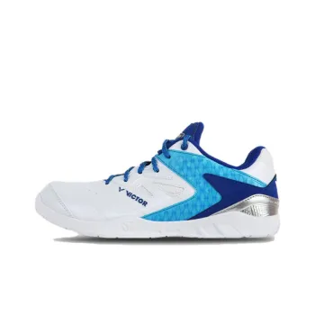 VICTOR Cushioned Slip Resistant Low Top Badminton Shoes Unisex White Blue
