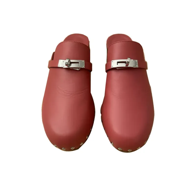 HERMES Carlotta Quiet Wrap-toe Slippers Women's Pink-2
