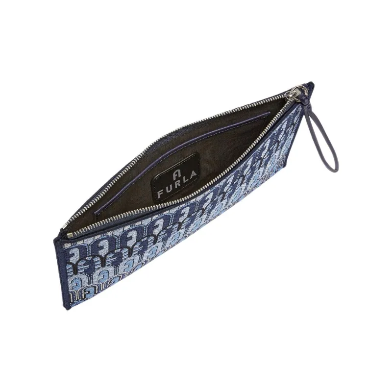 Furla Jacquard Leather Clutch Women's Blue-2