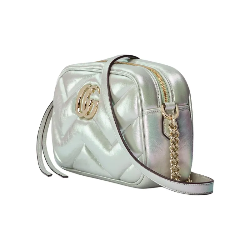 GUCCI GG Marmont Leather Crossbody Bag, Shoulder Bag Women's Green Rainbow-1