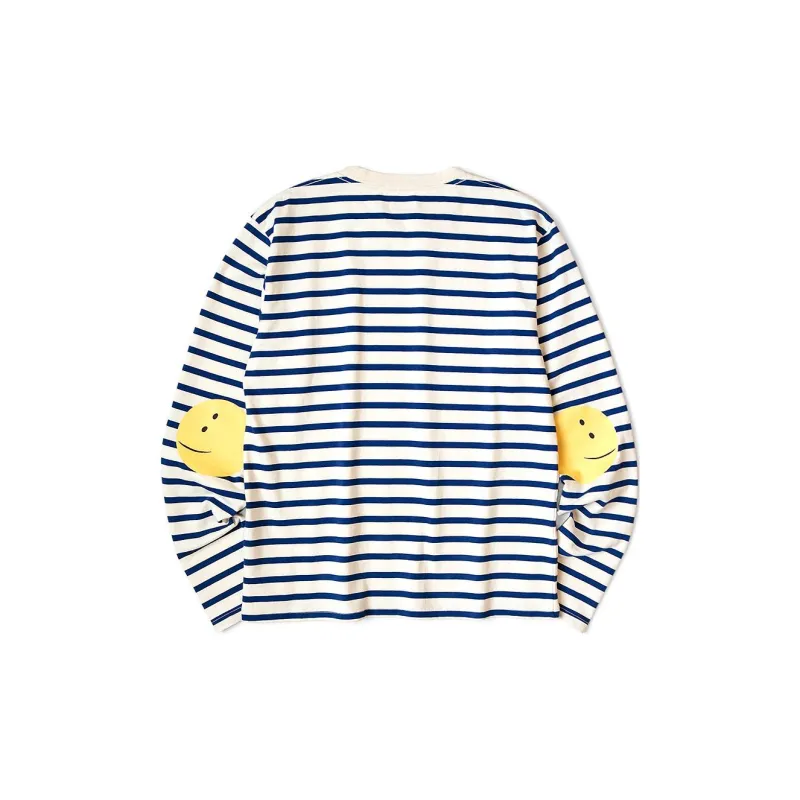 Kapital Stripe Jersey Crew Long Sleeve T Shirt 'Black/Ecru'-3