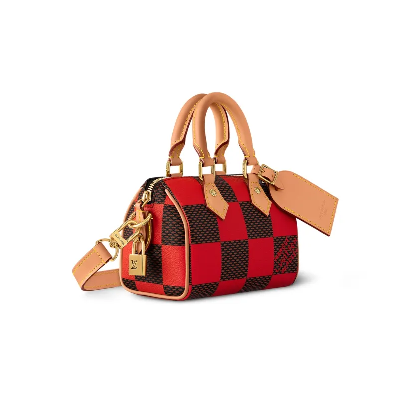 LOUIS VUITTON Nano Speedy Bandoulière Damier Pop Red-1