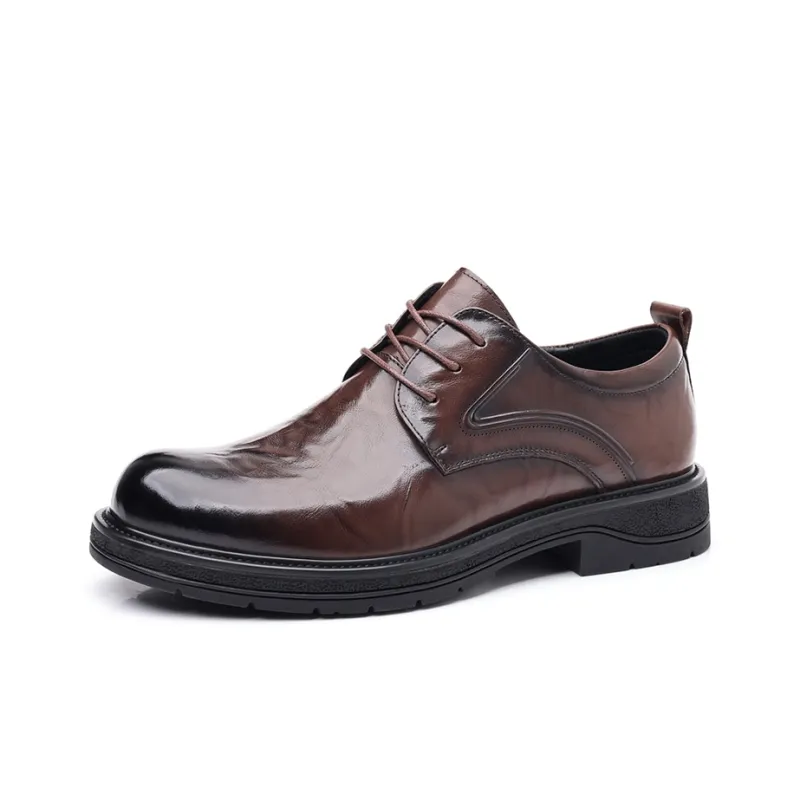 GZZ Dress Shoes Men Low Top Black/Brown-8