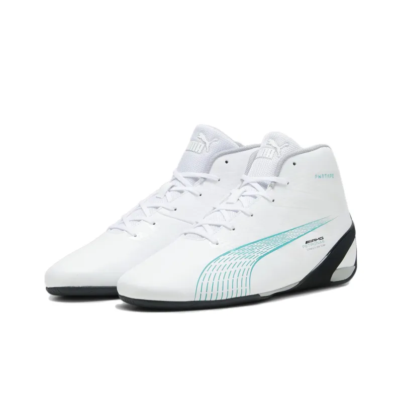 PUMA Mercedes Amg Petronas Motorsport Carbon Cat Mid Slip Resistant Mid Top Casual Shoes Men's White Black-2