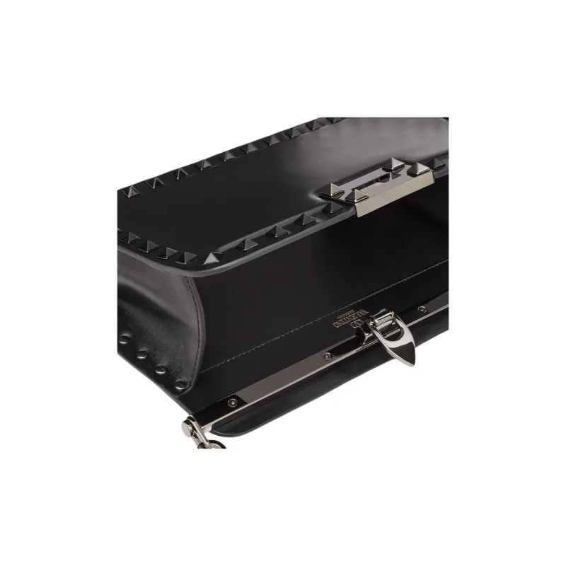 Valentino ROCKSTUD Calfskin Clutch Women's Black-6