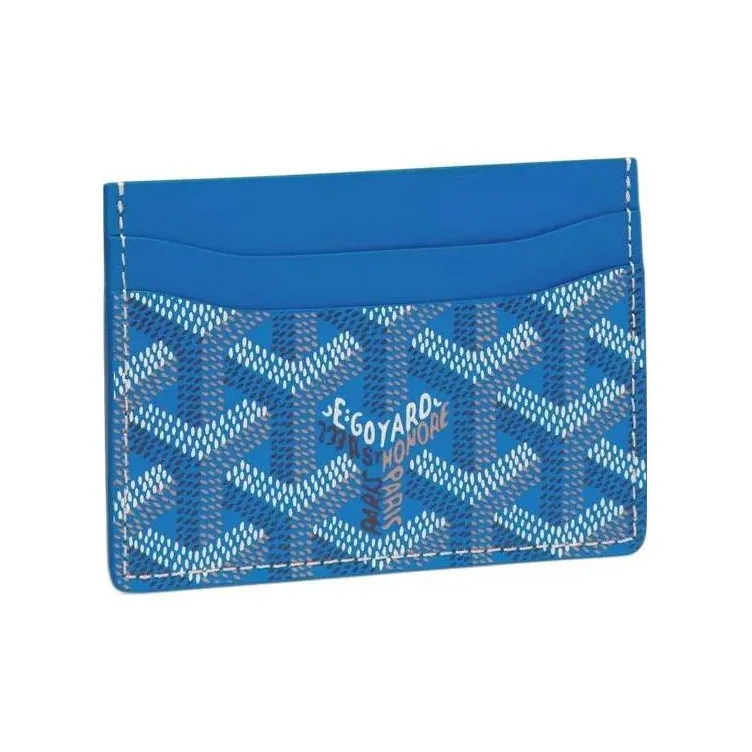 GOYARD Saint-Sulpice Canvas With Leather Card Clip Card Holder Unisex Sky Blue/White/Blue White Striped-1