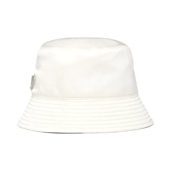 PRADA Enamel Metal Recycled Nylon Cotton Bucket Hats Men's White