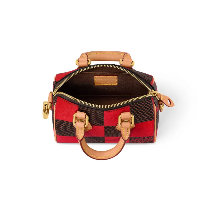 LOUIS VUITTON Nano Speedy Bandoulière Damier Pop Red-3