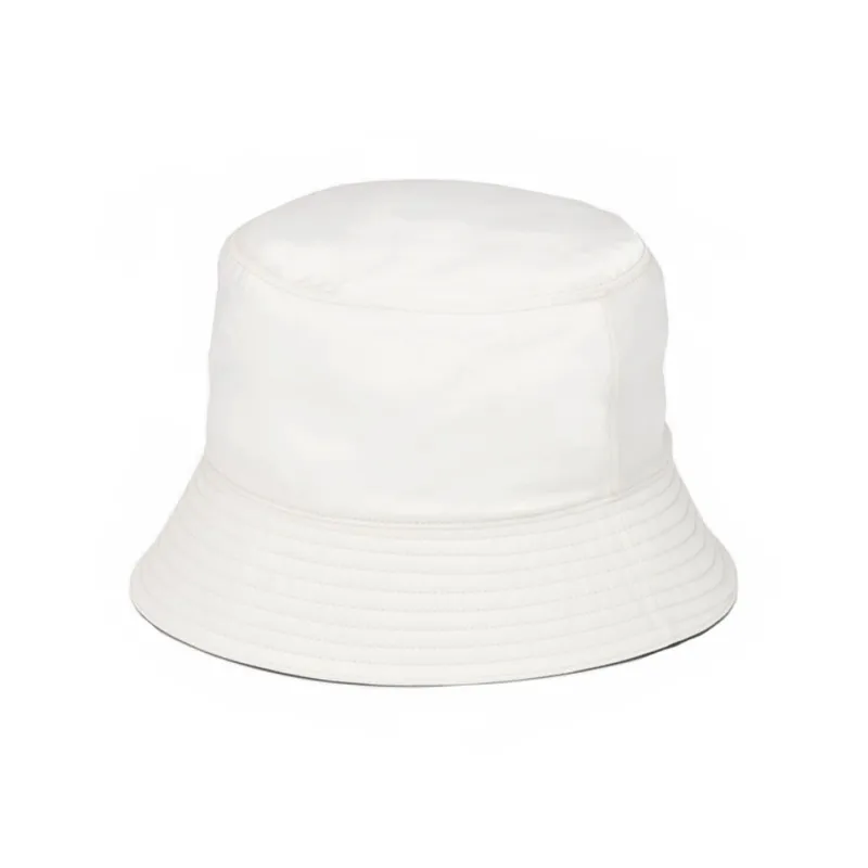 PRADA Enamel Metal Recycled Nylon Cotton Bucket Hats Men's White-1