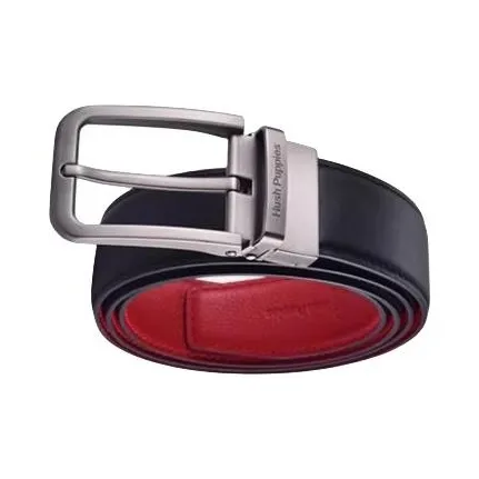 Hush Puppies Red Belt Top Grain Cow Leather Pin Buckle Leather Belts Men's Width 3.4cm-1
