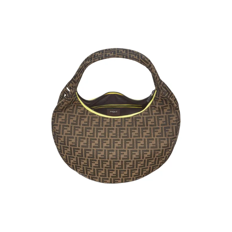FENDI FRGMT Junya Ito Collaboration Polyester Crescent Bag Handbag Women's Brown-4