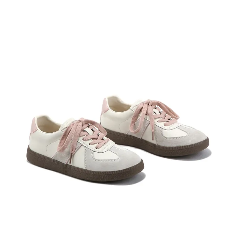 BELLALILY German Army Trainers Lightweight And Breathable Low Top Skateboard Shoes 2.5cm Women's Pink-3