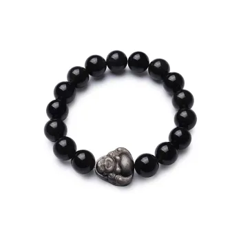 LUXLINE Natural Obsidian Boyfriend Beaded Bracelet Men's