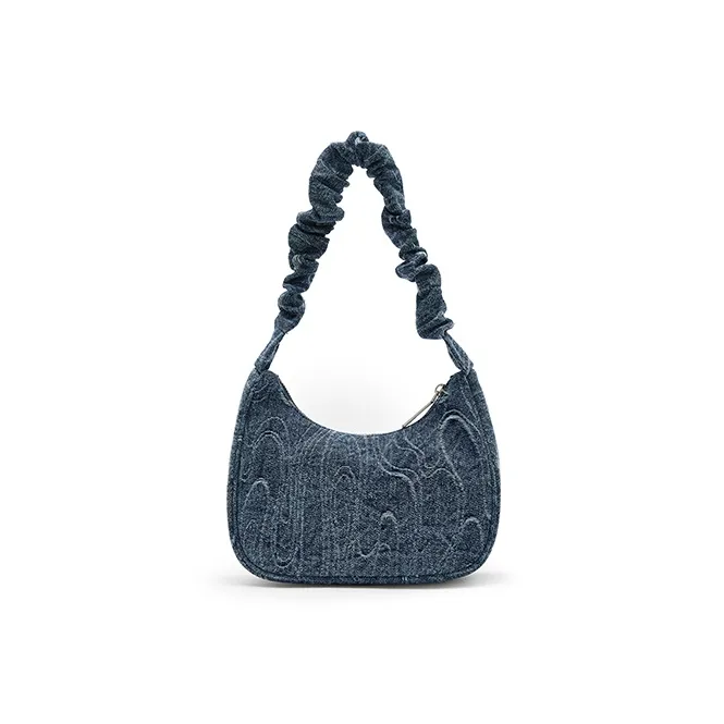 Champion Synthetic Leather Shoulder Bag Small Size Unisex Gray/Ink Blue/Ecru/Blue-17