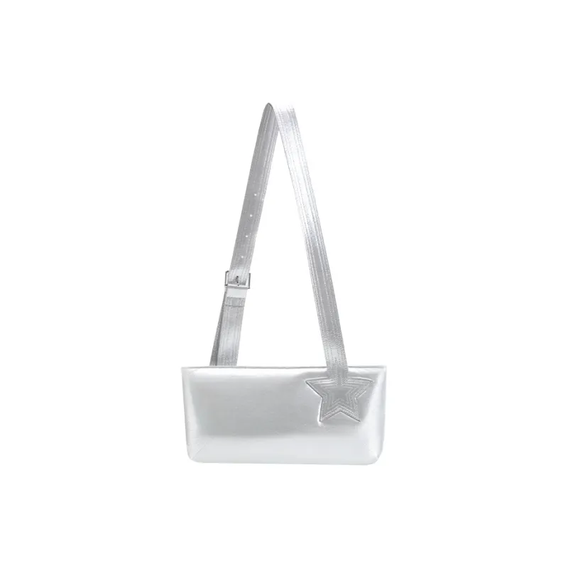 CONP Polyurethane Crossbody Bag Regular Unisex Sparkling Silver-1