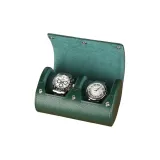 Green Top Grain Cow Leather Watch Holder with 2 Slots
