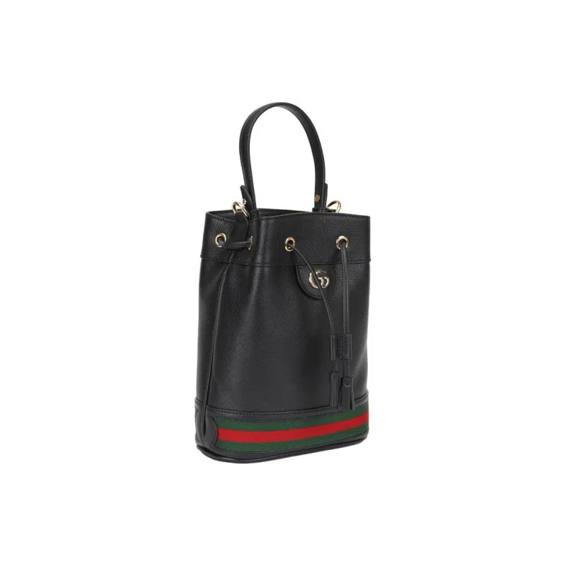 GUCCI Cow Leather Bucket Bags Shoulder Bag Crossbody Bag Handbag Small Size Women's Black-1