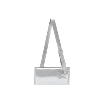 CONP Polyurethane Crossbody Bag Regular Unisex Sparkling Silver