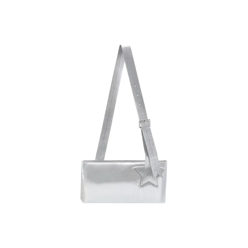 CONP Polyurethane Crossbody Bag Regular Unisex Sparkling Silver-0